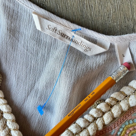 SOFT SURROUNDINGS- Clementine Beige Tassel Blouse - Picture 4 of 6